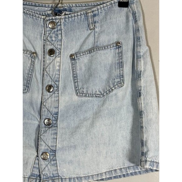 Retro Denim Skort 10 Blue Light Wash Sostanza Y2K Boho Western Chic Classic 80s - Picture 4 of 12